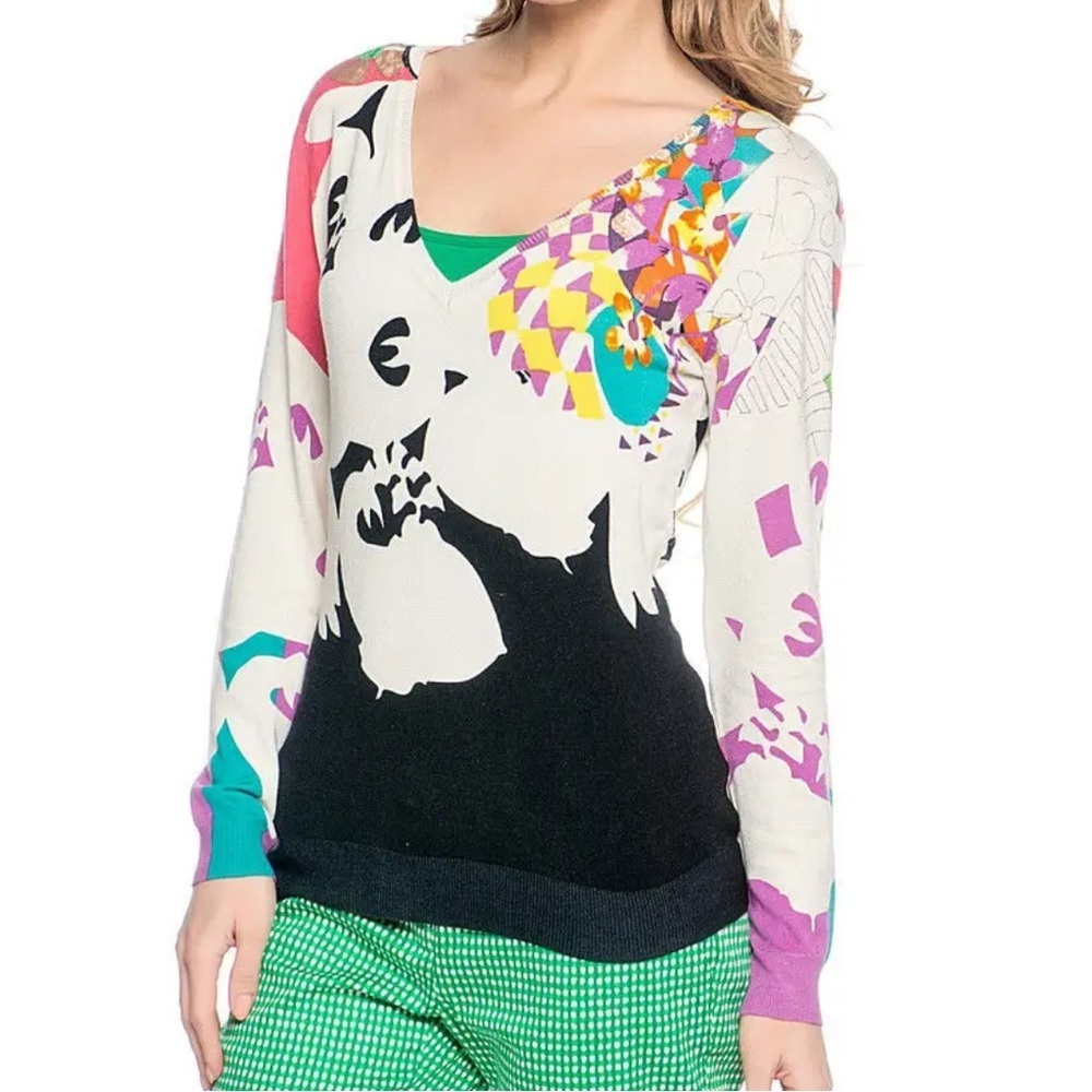 Etro women's silk blend printed V-neck sweater Size 8